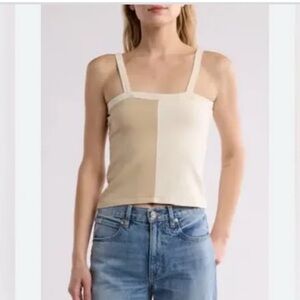 Madewell Two-Tone Cream and Tan Tank Top